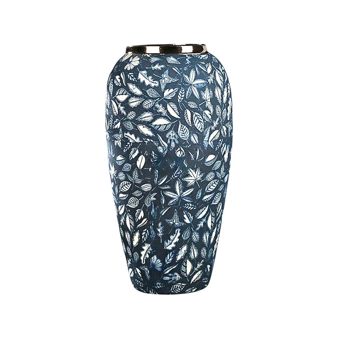 SOGA Große blaue Keramik-Blumenvase 35 × 17 cm – Elegante Wohndekoration für Wohnzimmer und Zuhause