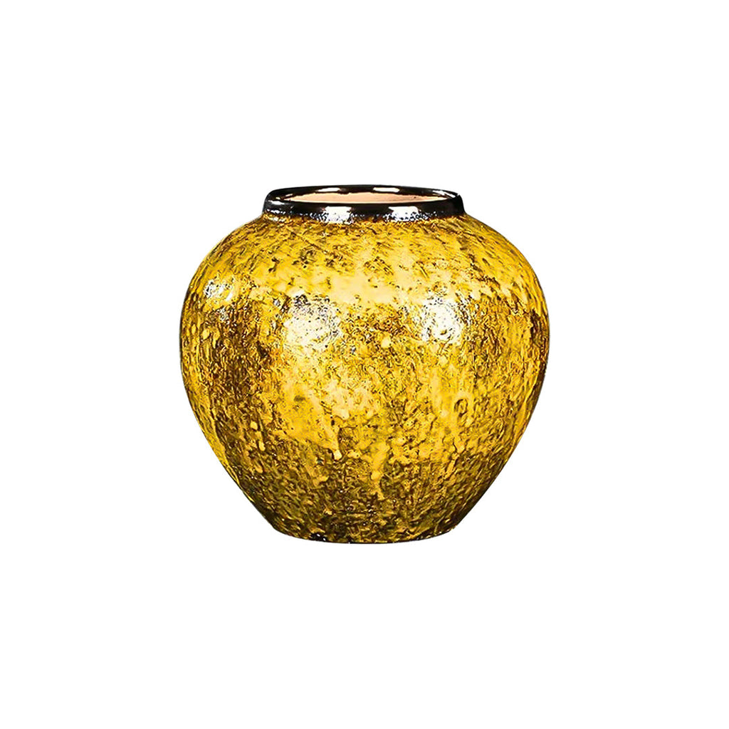 SOGA Keramik-Blumenvase Klein 21 × 22 cm Gelb – Elegante Wohndekoration für Wohnzimmer und Zuhause