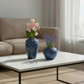 SOGA Home & Living Set – Blaue und weiße Mini-Keramikvasen mit Blumenmuster für elegante Wohndekoration