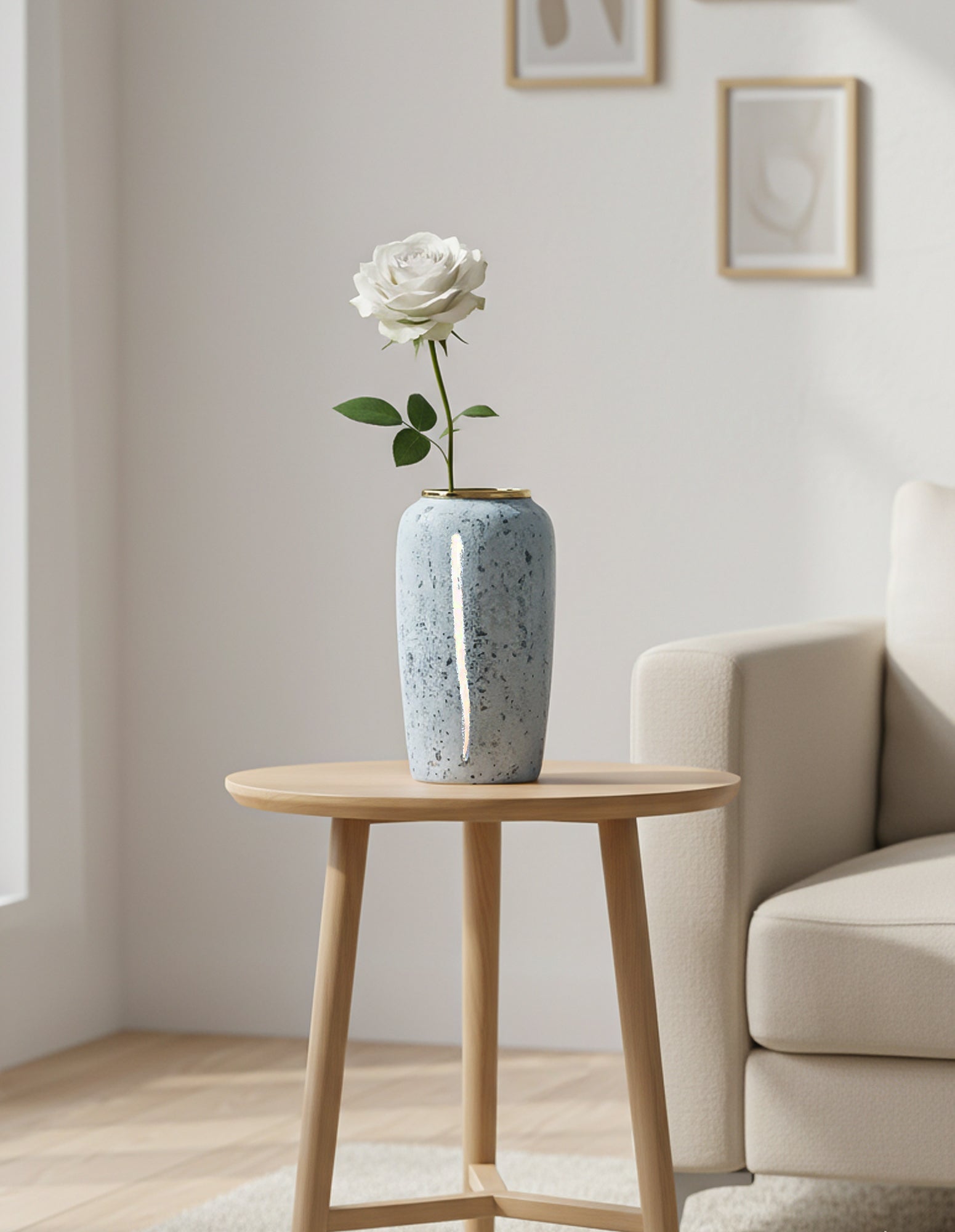 SOGA Keramik-Blumenvase Groß 35 × 17 cm in Grau – Stilvolle Dekovase für Wohnzimmer, Blumen und moderne Wohnräume.
