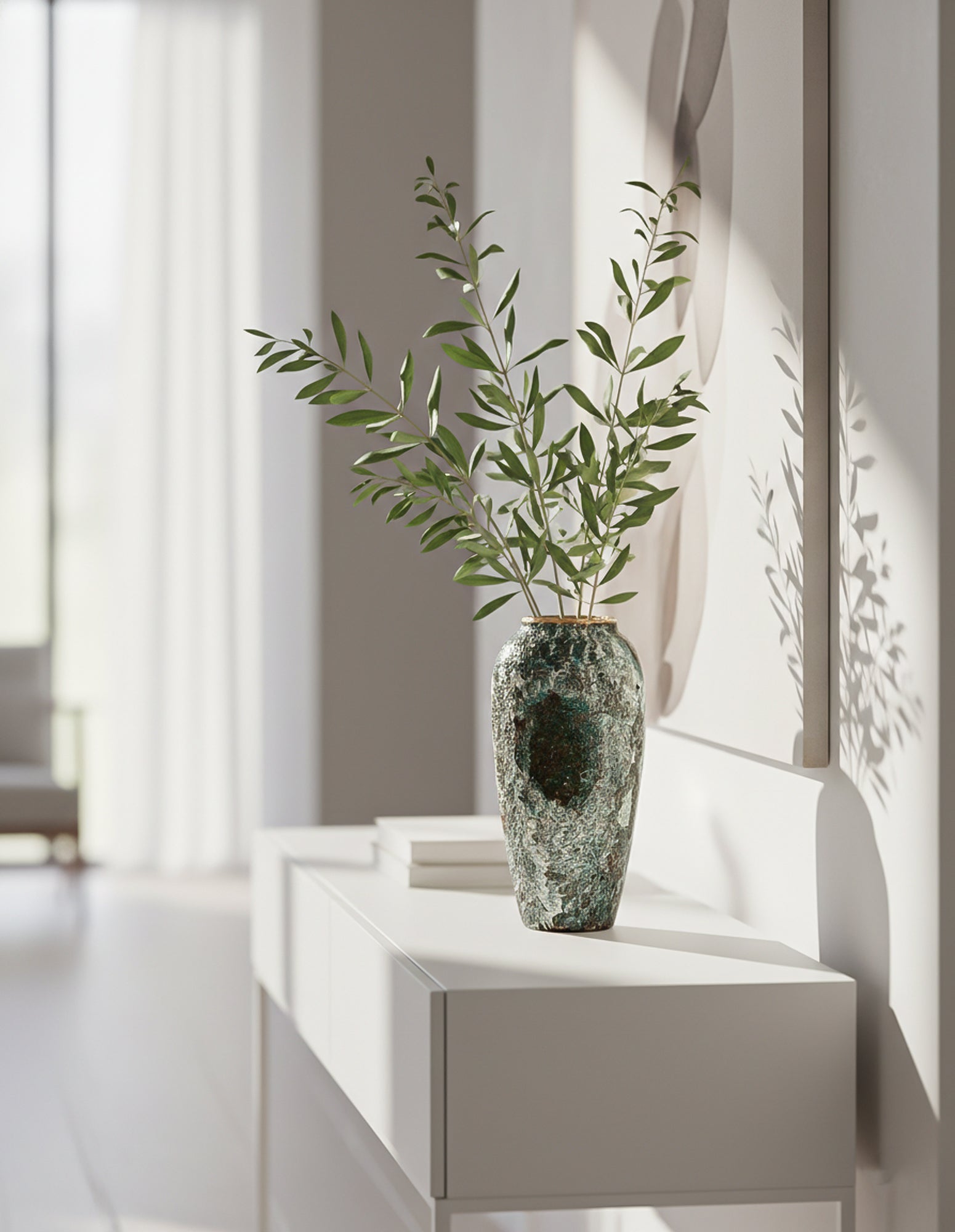 SOGA Keramik-Blumenvase Groß 35 × 17 cm in Grün – Stilvolle Dekovase für Wohnzimmer, Blumen und moderne Wohnräume.