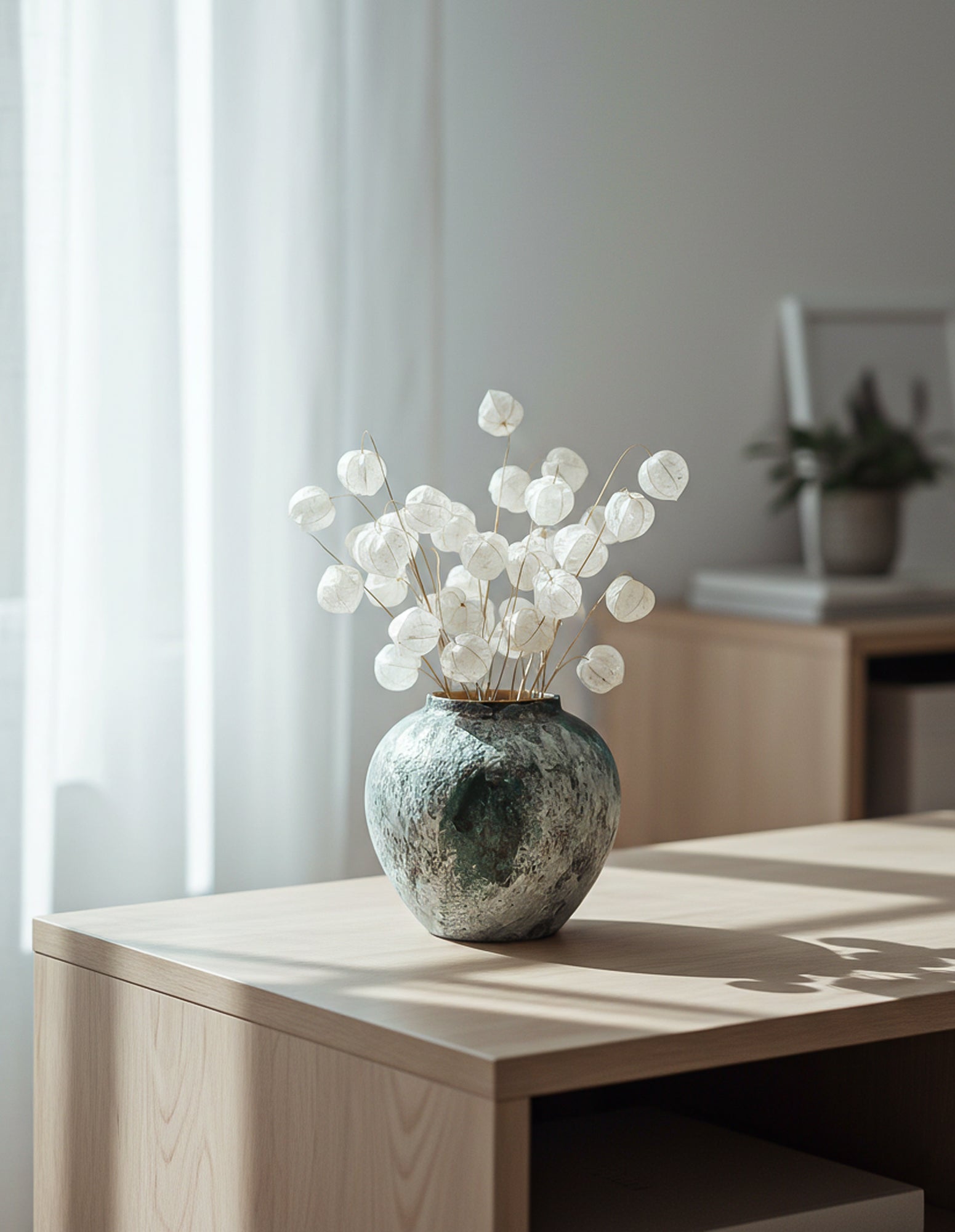 SOGA Kleine grüne Keramik-Blumenvase 21 × 22 cm – Elegante Wohndekoration für Wohnzimmer und Zuhause