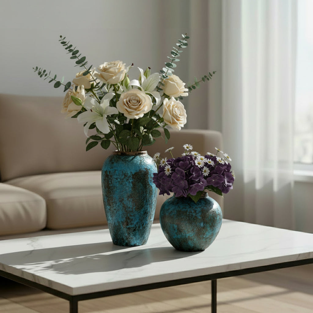 SOGA Home & Living Deko-Set – Stilvolle hellblaue Keramikvasen für moderne Wohnräume