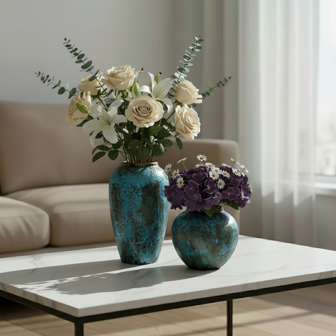 SOGA Home & Living Deko-Set – Stilvolle hellblaue Keramikvasen für moderne Wohnräume