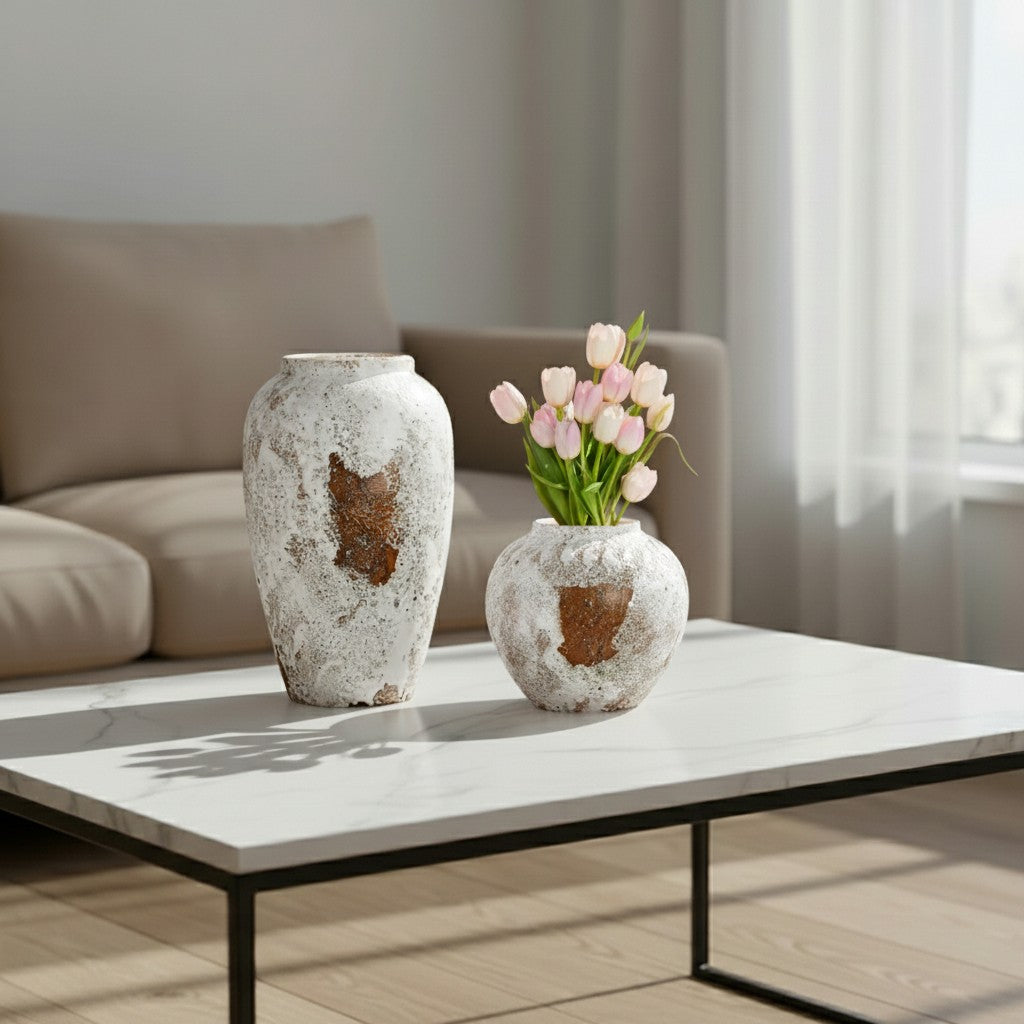 SOGA Home & Living Set – Elegante Keramik-Blumenvasen mit weißem Farbverlauf für stilvolle Wohnräume.