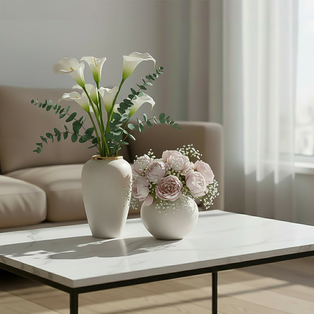 SOGA Home & Living Deko-Set – Elegante weiße Keramikvasen für stilvolle Wohnräume