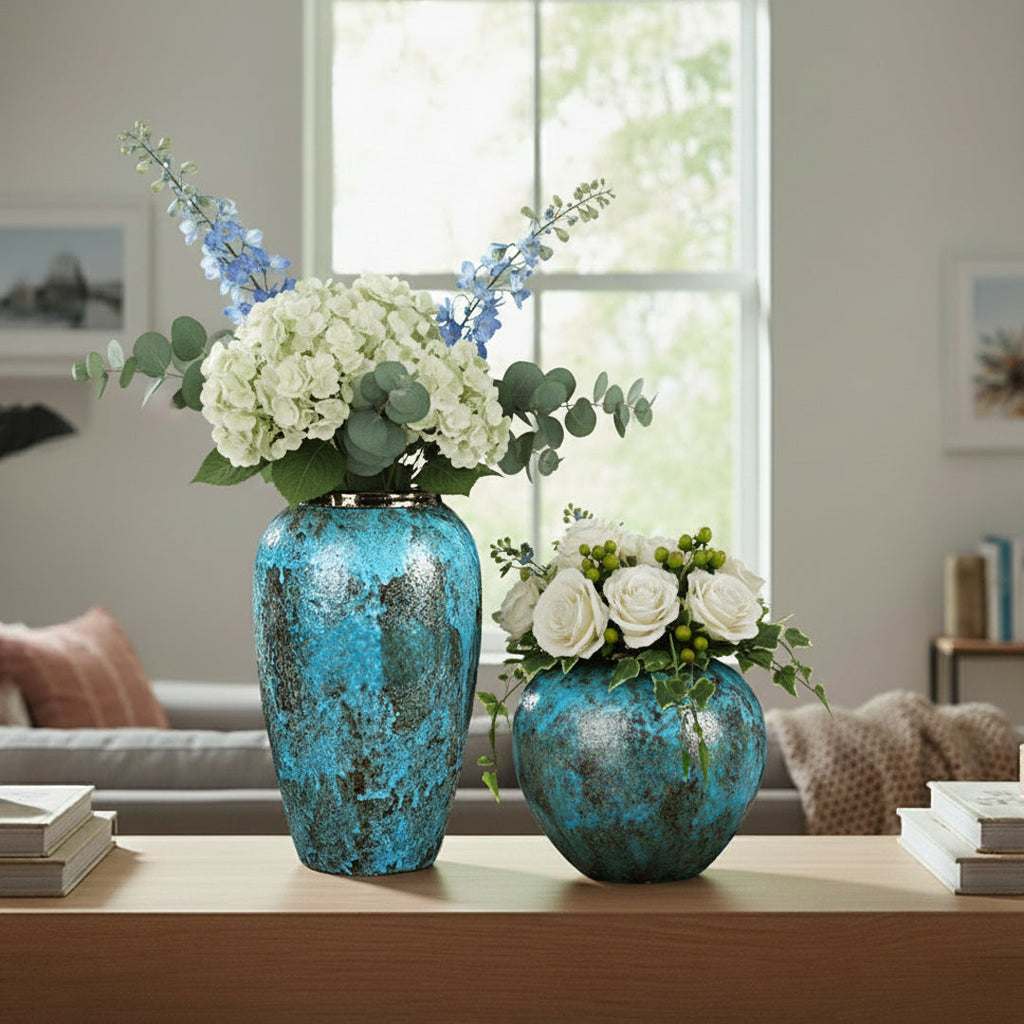 SOGA Home & Living Deko-Set – Stilvolle hellblaue Keramikvasen für moderne Wohnräume