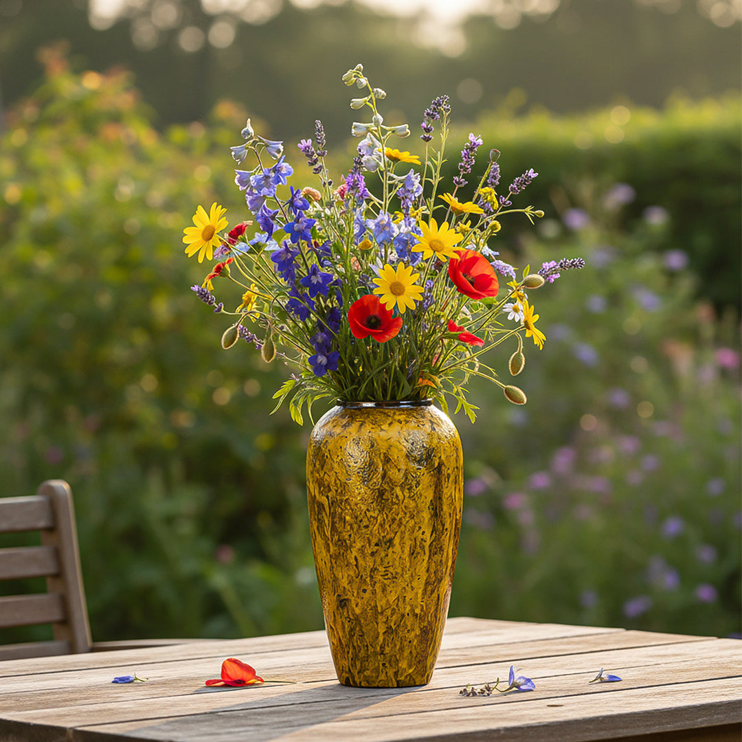 SOGA Keramik-Blumenvase Groß 35 × 17 cm Gelb – Elegante Wohndekoration für Wohnzimmer und Zuhause