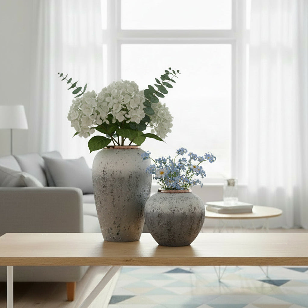 SOGA Home & Living Deko-Set – Stilvolle Keramikvasen in Weiß und Grau für moderne Wohnräume