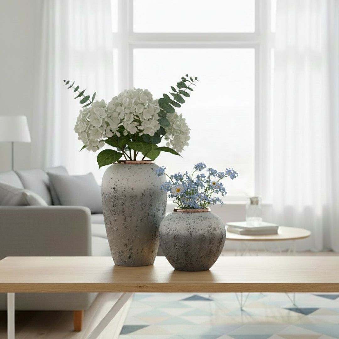 SOGA Home & Living Deko-Set – Stilvolle Keramikvasen in Weiß und Grau für moderne Wohnräume
