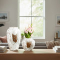 SOGA Home & Living Set – Elegante Keramik-Blumenvasen mit weißem Farbverlauf für stilvolle Wohnräume.