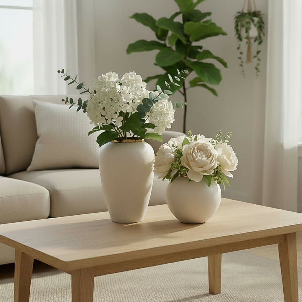 SOGA Home & Living Deko-Set – Elegante weiße Keramikvasen für stilvolle Wohnräume