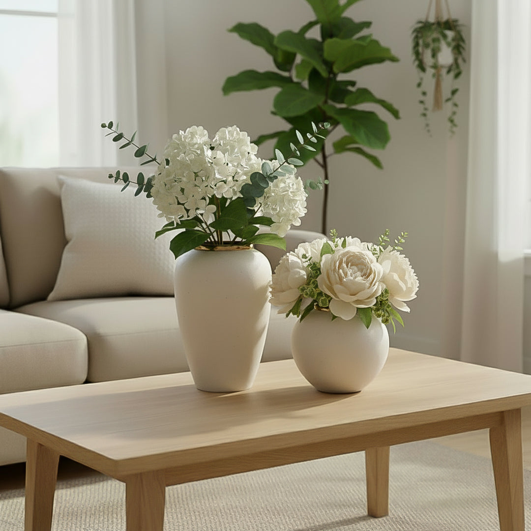 SOGA Home & Living Deko-Set – Elegante weiße Keramikvasen für stilvolle Wohnräume