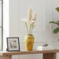 SOGA Keramik-Blumenvase Medium 30 × 19 cm Gelb – Elegante Wohndekoration für Wohnzimmer und Zuhause