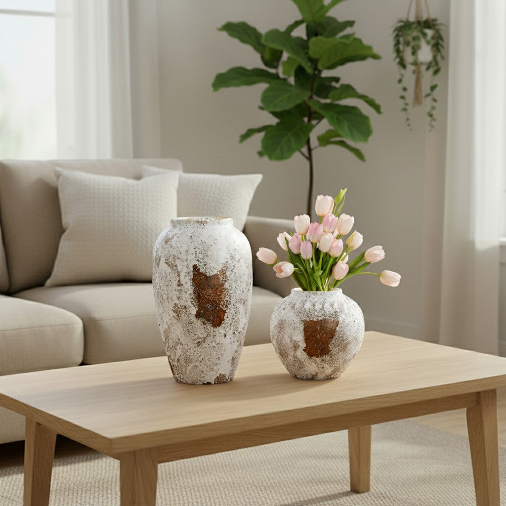 SOGA Home & Living Set – Elegante Keramik-Blumenvasen mit weißem Farbverlauf für stilvolle Wohnräume.