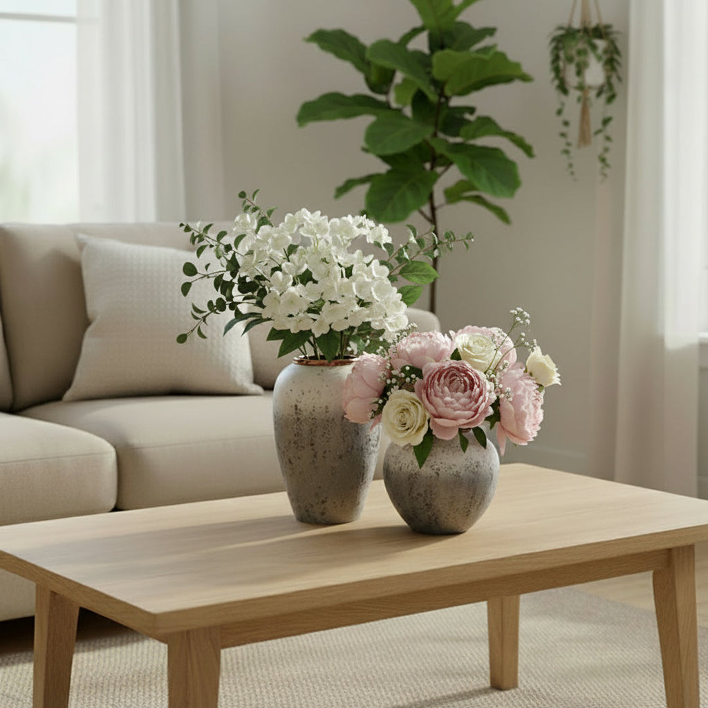 SOGA Home & Living Deko-Set – Stilvolle Keramikvasen in Weiß und Grau für moderne Wohnräume