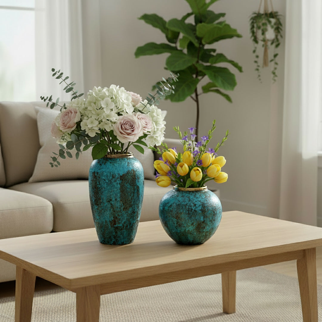SOGA Home & Living Deko-Set – Stilvolle hellblaue Keramikvasen für moderne Wohnräume