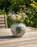 SOGA Kleine grüne Keramik-Blumenvase 21 × 22 cm – Elegante Wohndekoration für Wohnzimmer und Zuhause