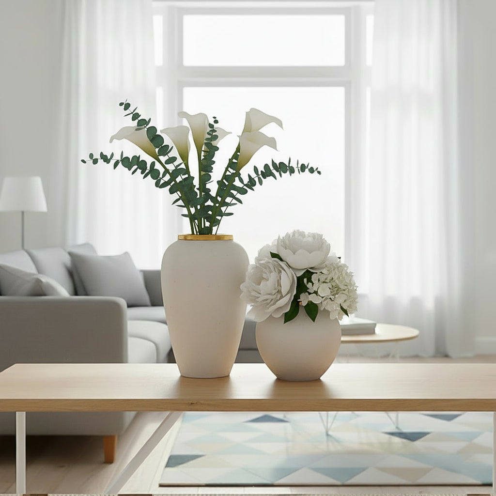 SOGA Home & Living Deko-Set – Elegante weiße Keramikvasen für stilvolle Wohnräume