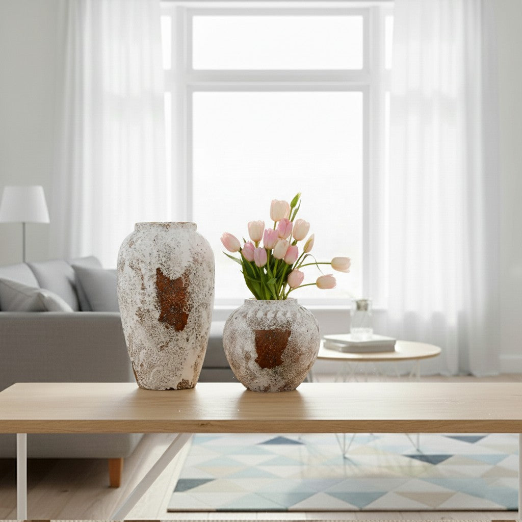 SOGA Home & Living Set – Elegante Keramik-Blumenvasen mit weißem Farbverlauf für stilvolle Wohnräume.