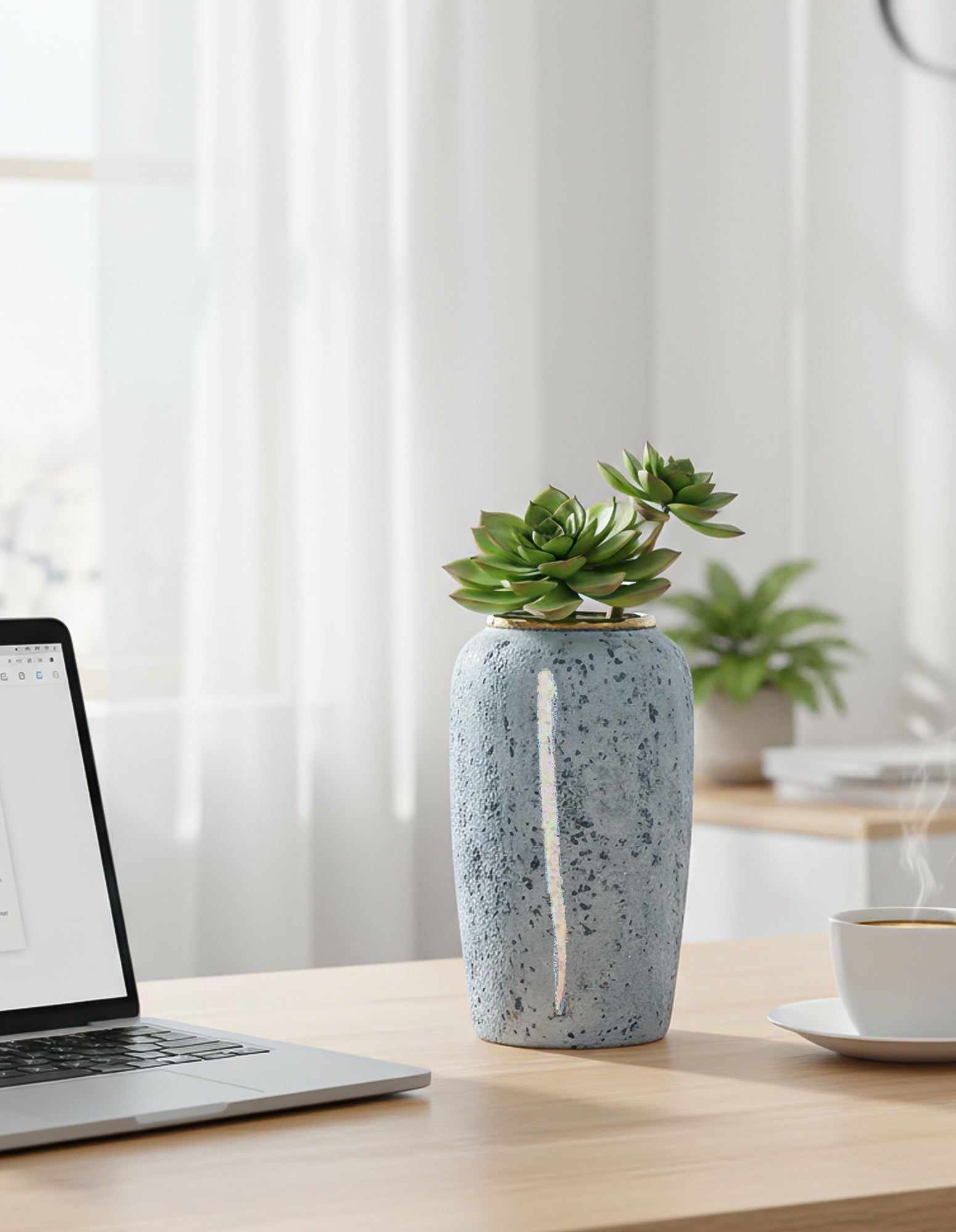SOGA Keramik-Blumenvase Groß 35 × 17 cm in Grau – Stilvolle Dekovase für Wohnzimmer, Blumen und moderne Wohnräume.