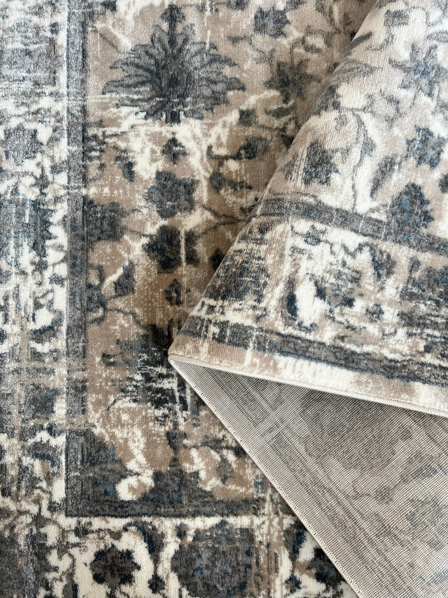 Canvello Premium-Wohnteppich für Wohnzimmer, Schlafzimmer und Essbereich – Stilvolles Design in Elfenbein, Grau und Beige