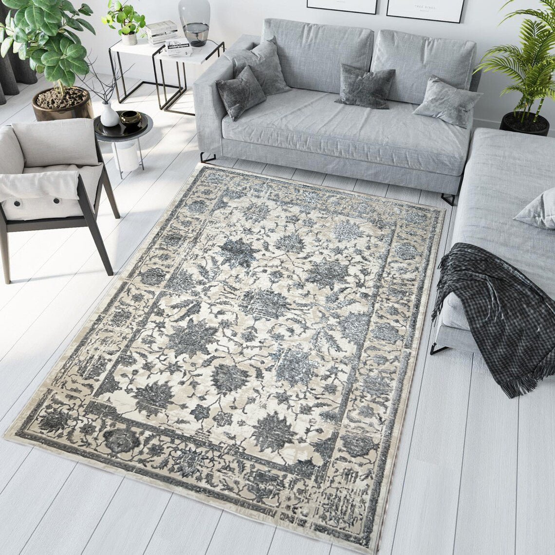 Canvello Premium-Teppiche für Wohnzimmer, Schlafzimmer und Esszimmer – in Elfenbein, Grau und Beige