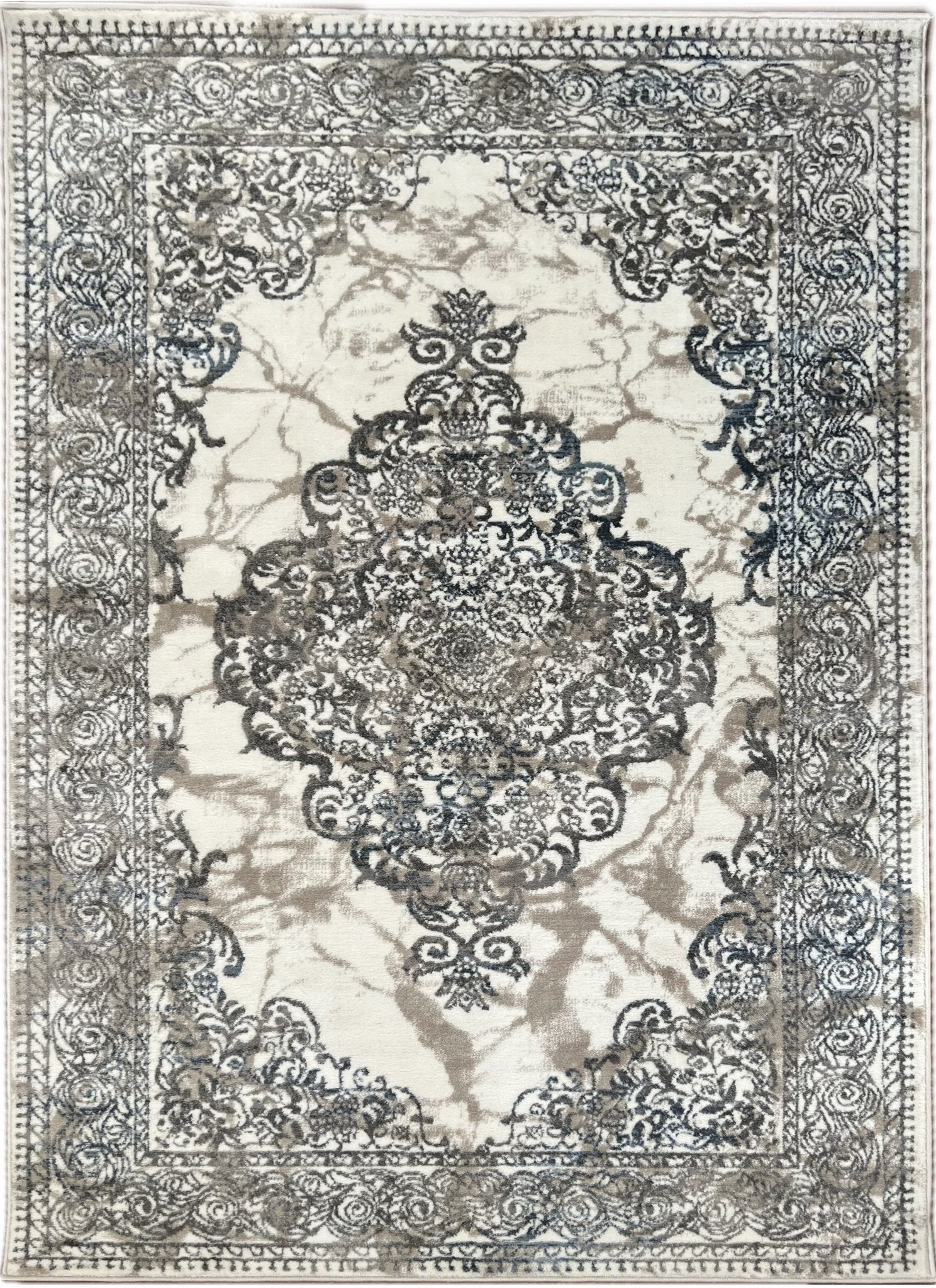 Canvello Premium-Wohnteppich für Wohnzimmer, Schlafzimmer und Essbereich – Elegantes Design in Elfenbein, Grau und Beige