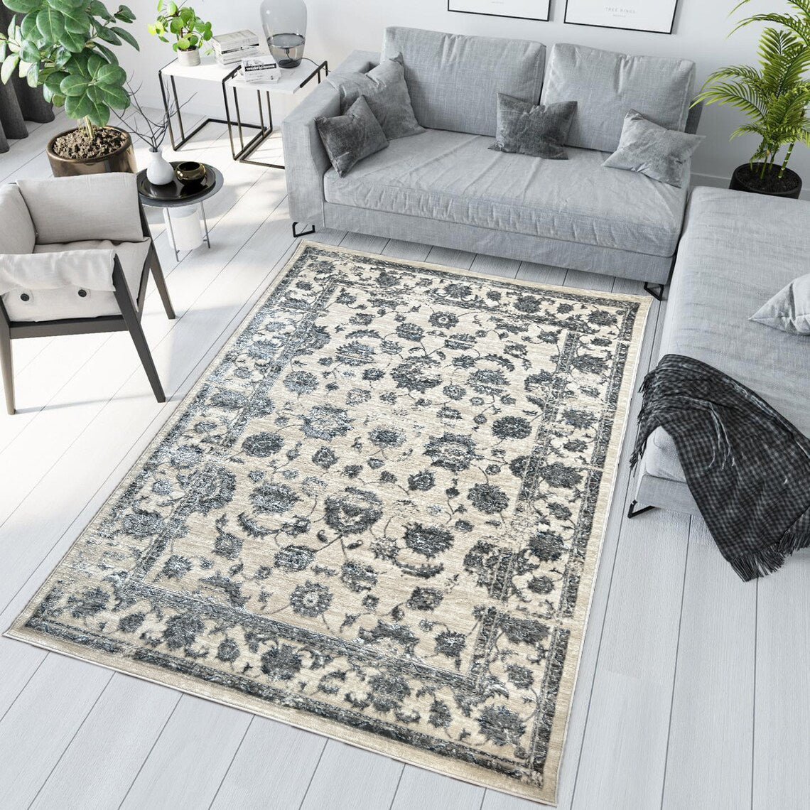 Canvello Premium-Teppiche für Wohnzimmer, Schlafzimmer und Esszimmer – in Elfenbein, Grau und Beige