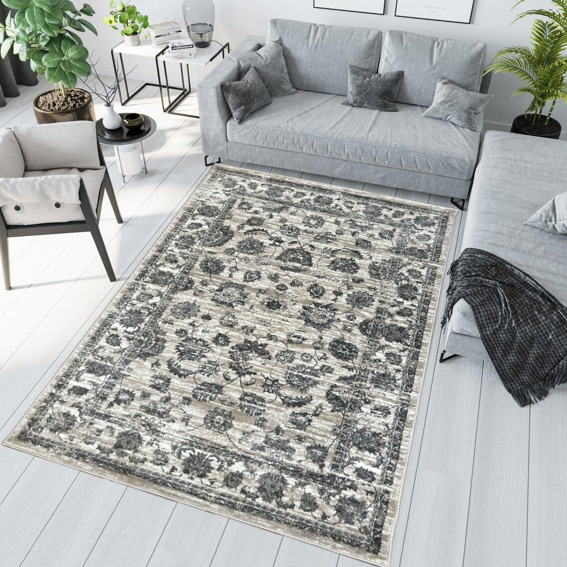 Canvello Premium-Teppiche für Wohnzimmer, Schlafzimmer und Esszimmer – in Elfenbein, Grau und Beige