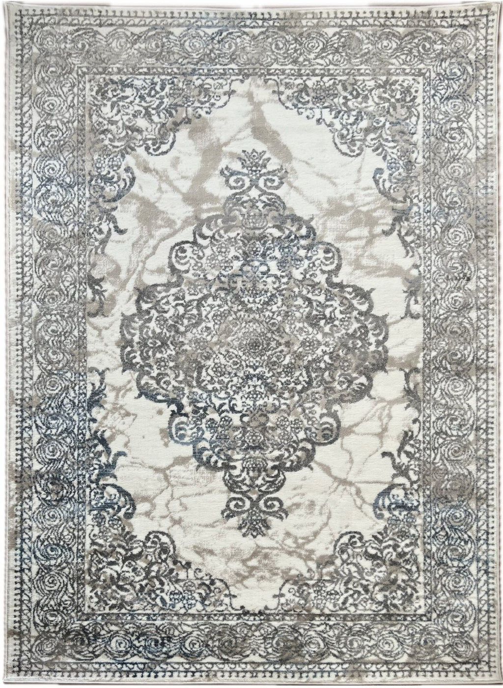 Canvello Premium-Wohnteppich für Wohnzimmer, Schlafzimmer und Essbereich – Elegantes Design in Elfenbein, Grau und Beige