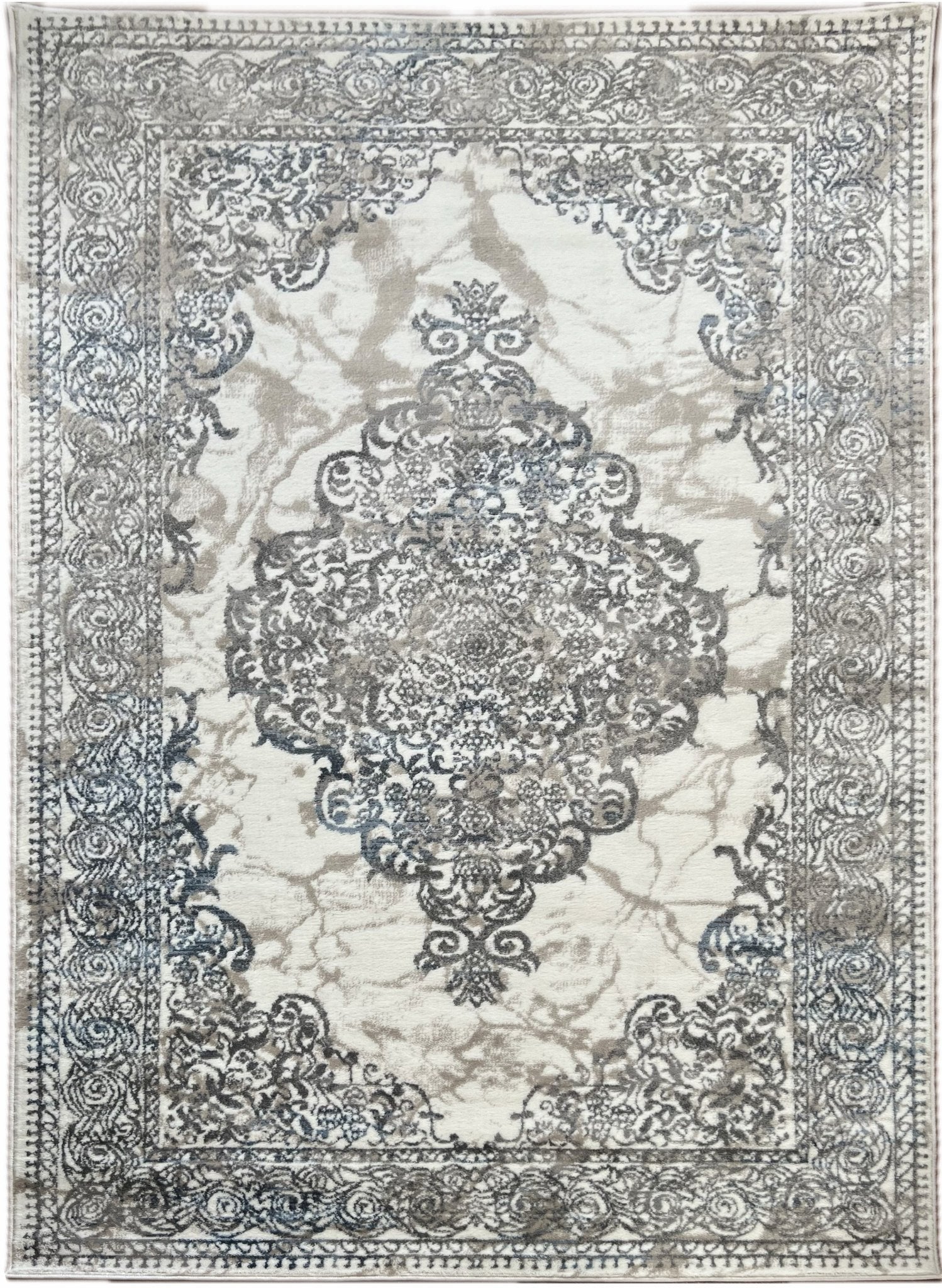Canvello Premium-Wohnteppich für Wohnzimmer, Schlafzimmer und Essbereich – Elegantes Design in Elfenbein, Grau und Beige