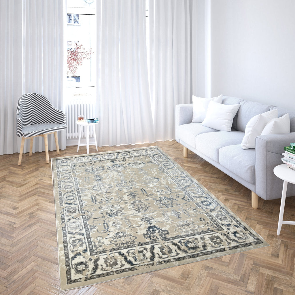 Canvello Premium-Teppiche für Wohnzimmer, Schlafzimmer und Esszimmer – in Elfenbein, Grau, Beige und Blau