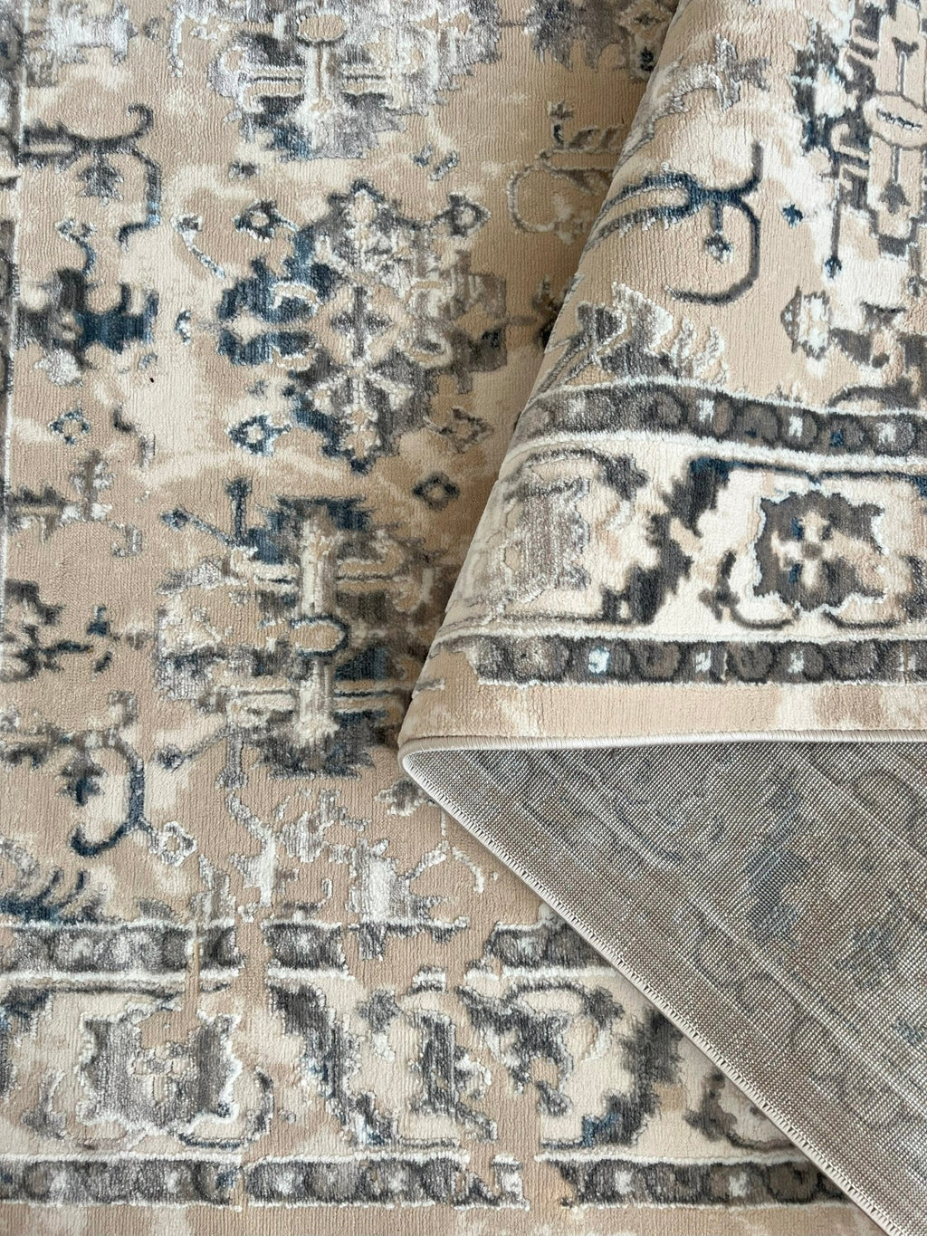 Canvello Premium-Teppiche für Wohnzimmer, Schlafzimmer und Esszimmer – in Elfenbein, Grau, Beige und Blau