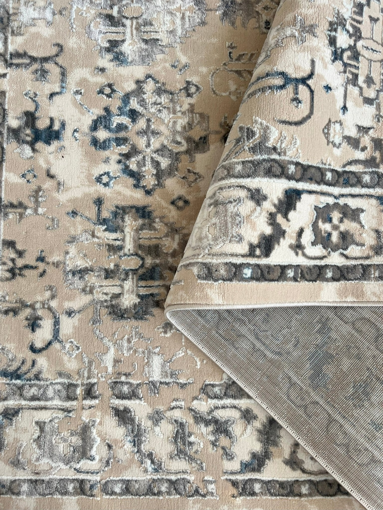 Canvello Premium-Teppiche für Wohnzimmer, Schlafzimmer und Esszimmer – in Elfenbein, Grau, Beige und Blau